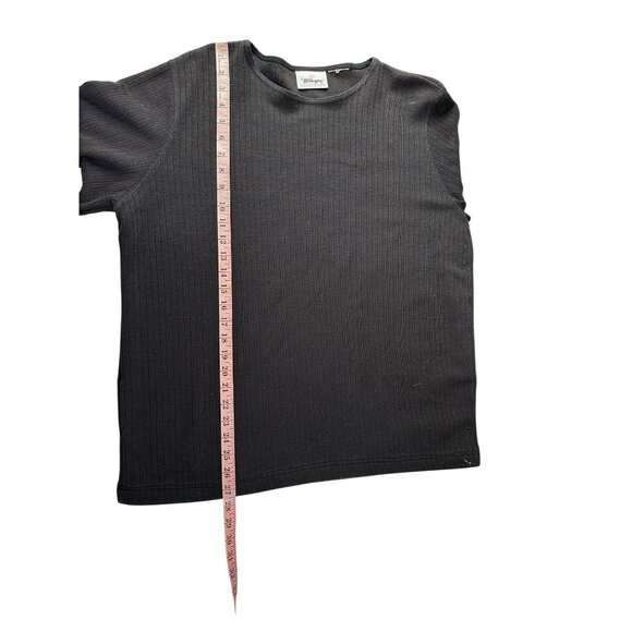 Worthington Sport Black Ribbed Knit Top Plus Size 2X Short Sleeve Basic Shirt - Picture 6 of 6